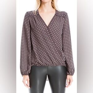 Max Studio Patterned Surplice Blouse